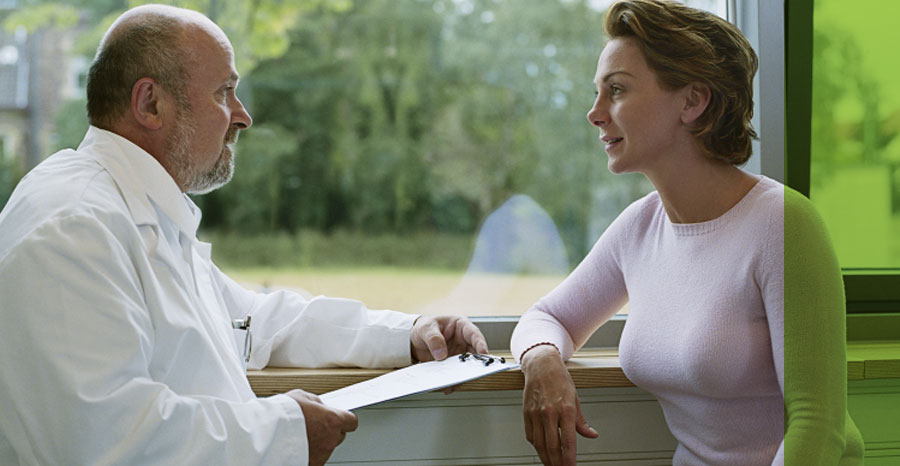 A patient and doctor in conversation